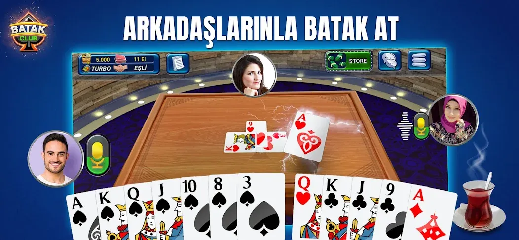 Скачать Batak Club - Play Spades на телефон — Много денег — скриншот 1