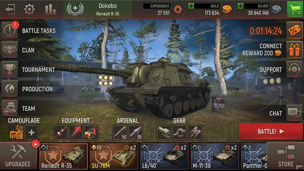 Скачать Battle Tanks: Tank Games WW2 с модом — Много денег — скриншот 4