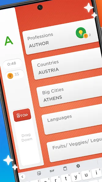 Stop - Categories Word Game — Все подсказки и режимы разблокированы — скриншот 1