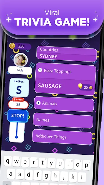 Скачать Stop 2 - Word Trivia Game (Мод: Много подсказок) на Андроид — скриншот 1