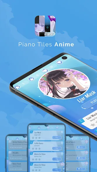 Piano Anime Tiles Music — Взломанная версия (Все песни разблокированы) — скриншот 1