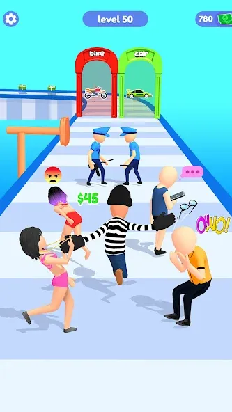 Скачать Thief Run Race 3D: Fun Race (Мод: Много денег) на Андроид — скриншот 2