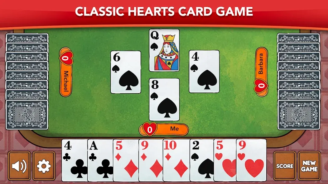 Взлом Hearts - Card Game Classic — Все темы разблокированы — скриншот 1
