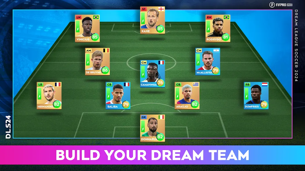 Dream League Soccer 2024 на Андроид — Мод Много денег и бесплатные покупки — скриншот 4 Dream League Soccer 2024 на Андроид — Мод Много денег и бесплатные покупки — скриншот 4