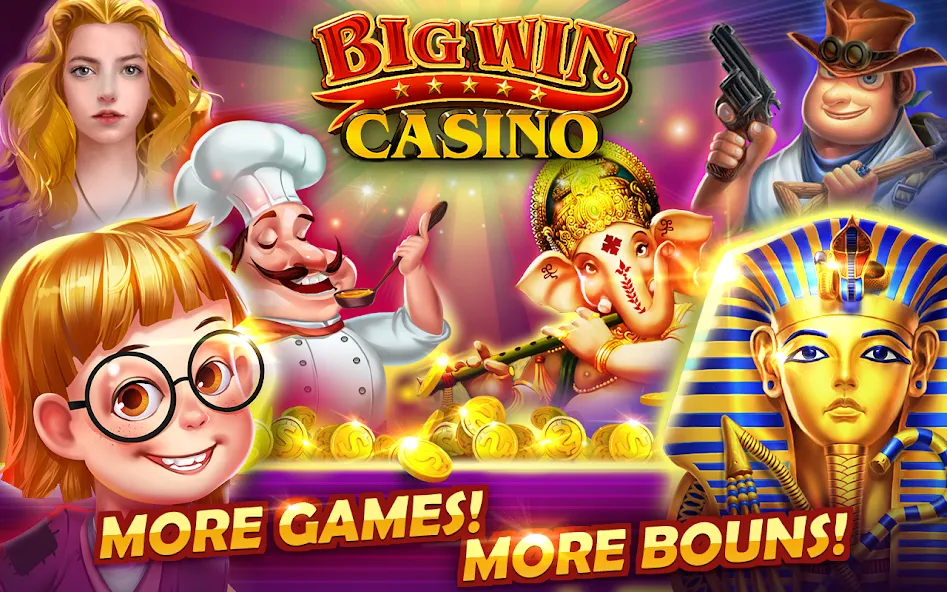 Big Win - Slots Casino MOD APK — Много денег — скриншот 1
