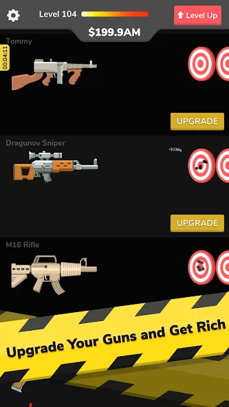 Gun Idle MOD APK на Android — Много денег и бесконечные патроны — скриншот 2