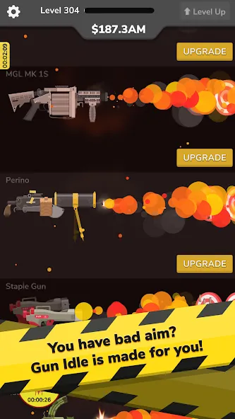 Gun Idle MOD APK на Android — Много денег и бесконечные патроны — скриншот 3