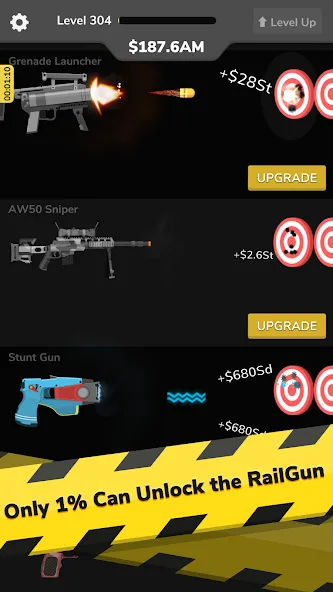 Gun Idle MOD APK на Android — Много денег и бесконечные патроны — скриншот 4