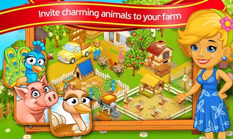 Farm Town: Cartoon Story (Мод Много денег и кристаллов) — скриншот 1