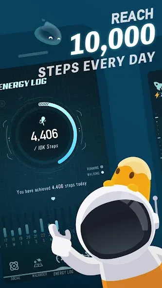 Скачать взломанную Walkr: Fitness Space Adventure — Много энергии — скриншот 1