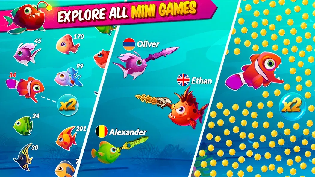 Скачать взломанную Big Eat Fish Games Shark Games — Много денег — скриншот 1 Скачать взломанную Big Eat Fish Games Shark Games — Много денег — скриншот 1