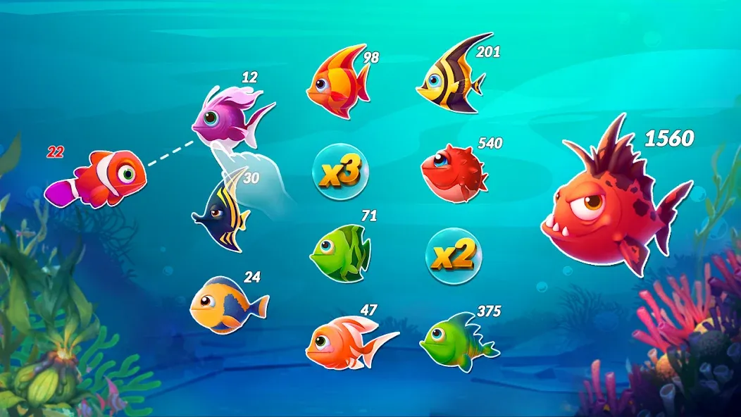 Скачать взломанную Big Eat Fish Games Shark Games — Много денег — скриншот 5