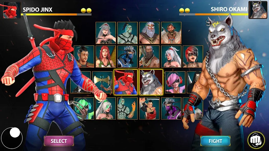 Скачать Ninja Clash: Karate Fighters на телефон — Много денег и разблокированы все персонажи — скриншот 1