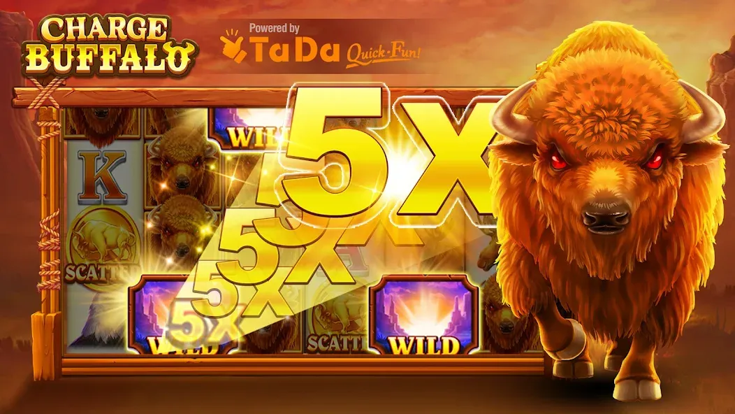 Charge Buffalo Slot-TaDa Games на Андроид — Мод Много денег — скриншот 1
