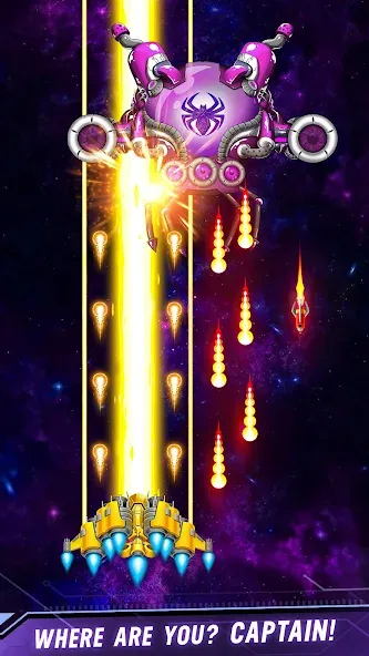 Space shooter - Galaxy attack (Мод Много денег и кристаллов) — скриншот 2