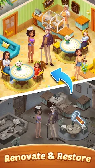 Скачать Seaside Escape®: Merge & Story — Модификация Много денег и энергии — скриншот 4