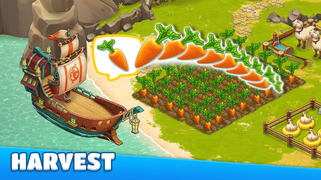 Взломанная Adventure Bay - Farm Games на Андроид — Много денег и энергии — скриншот 4 Взломанная Adventure Bay - Farm Games на Андроид — Много денег и энергии — скриншот 4