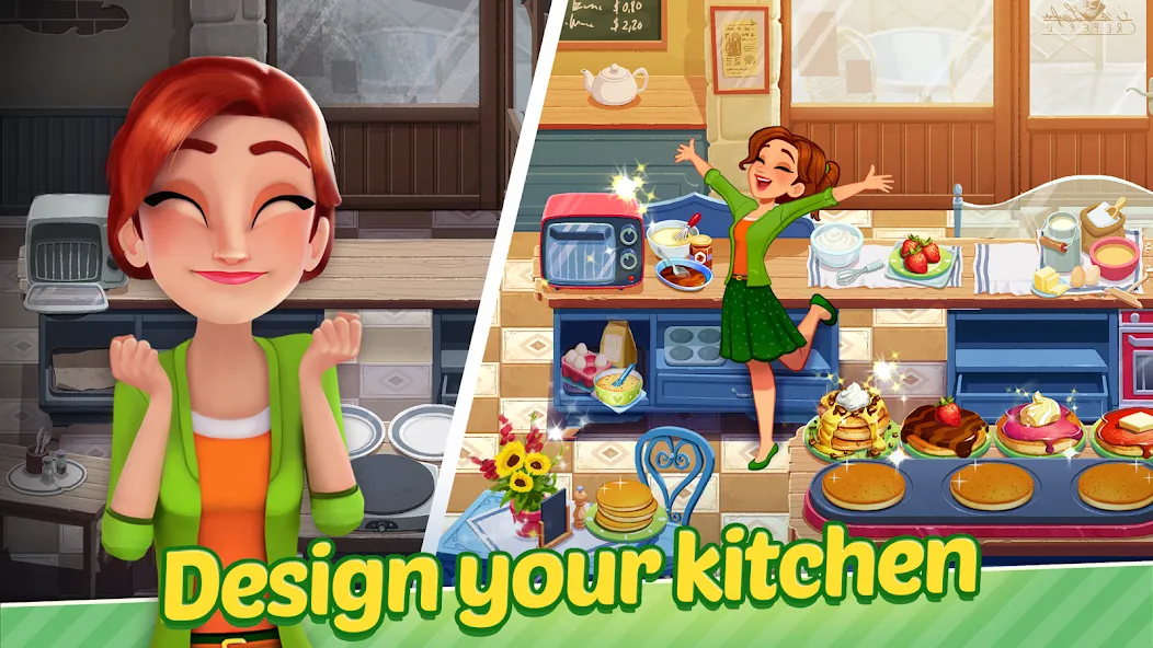 Delicious World - Cooking Game — Мод: Много денег и энергии — скриншот 1