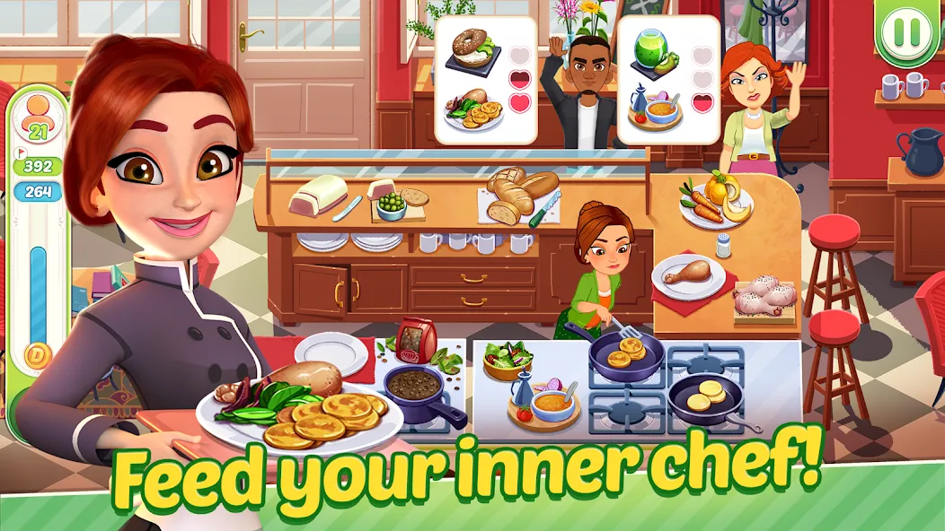Delicious World - Cooking Game — Мод: Много денег и энергии — скриншот 2
