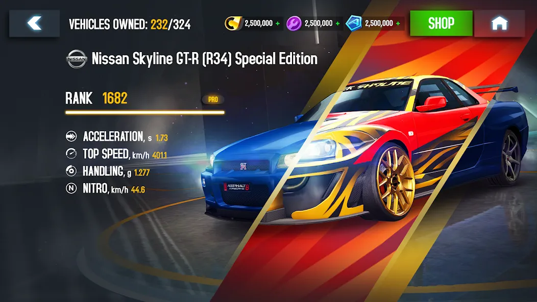 Asphalt 8 - Car Racing Game (Мод Много денег и алмазов) — скриншот 2