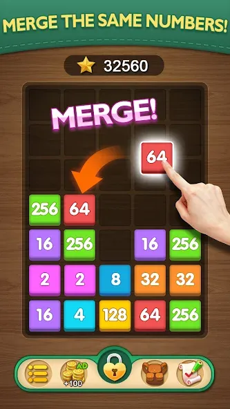 Скачать Merge Puzzle - Number Games с модом — Много денег — скриншот 1