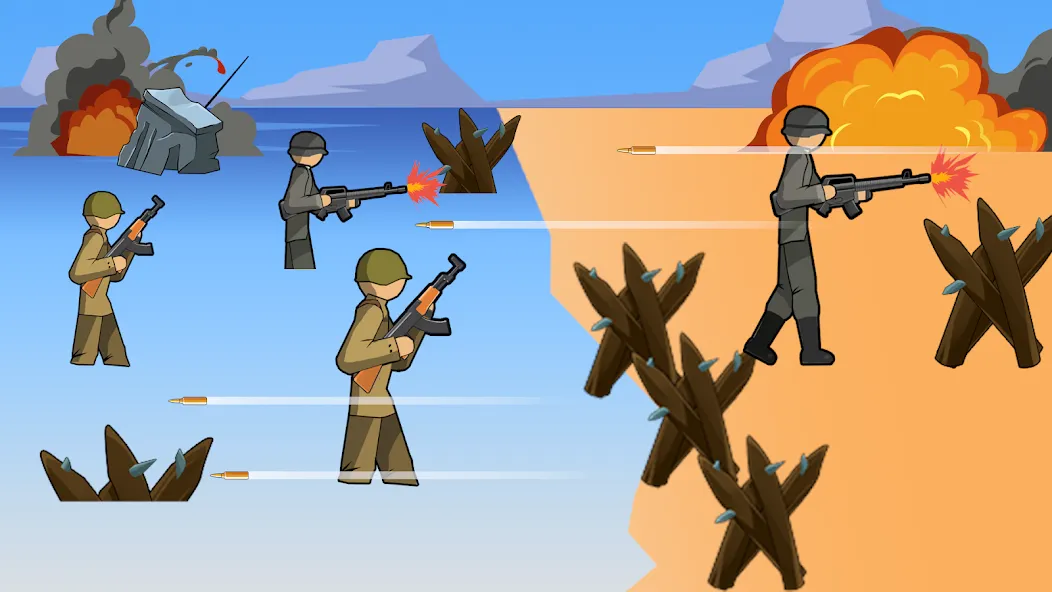 Скачать Stickman WW2 — Модификация Много денег и кристаллов — скриншот 1