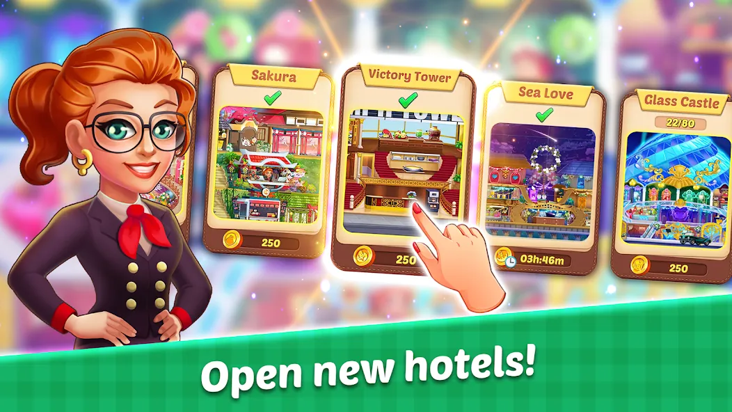 Скачать взломанную Hotel Madness Grand Hotel — Много денег и алмазов — скриншот 2