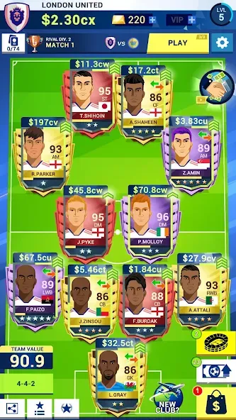 Idle Eleven - Soccer tycoon — Взломанная версия (Много денег) — скриншот 1 Idle Eleven - Soccer tycoon — Взломанная версия (Много денег) — скриншот 1