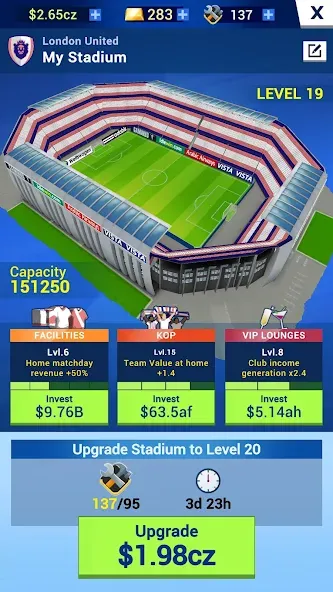 Idle Eleven - Soccer tycoon — Взломанная версия (Много денег) — скриншот 3 Idle Eleven - Soccer tycoon — Взломанная версия (Много денег) — скриншот 3