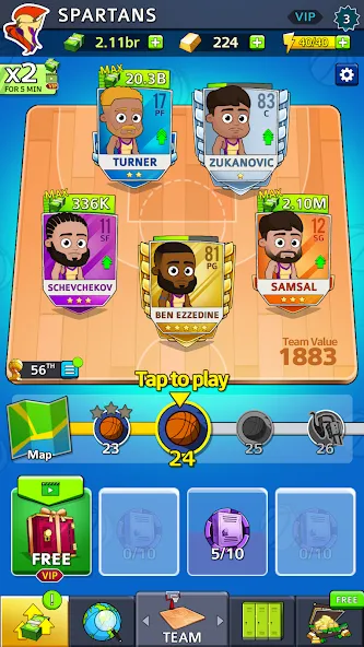 Взлом Idle Five Basketball tycoon — Много денег — скриншот 3 Взлом Idle Five Basketball tycoon — Много денег — скриншот 3