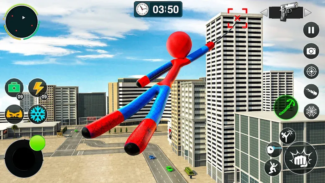 Flying Stickman Rope Hero Game MOD — Много денег на Андроид — скриншот 1 Flying Stickman Rope Hero Game MOD — Много денег на Андроид — скриншот 1