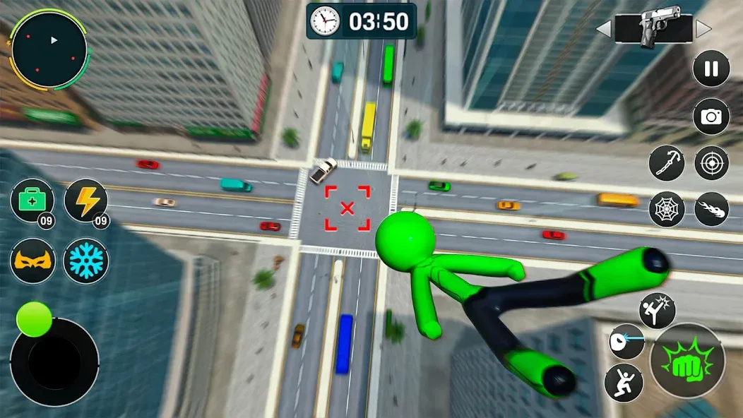Flying Stickman Rope Hero Game MOD — Много денег на Андроид — скриншот 2 Flying Stickman Rope Hero Game MOD — Много денег на Андроид — скриншот 2