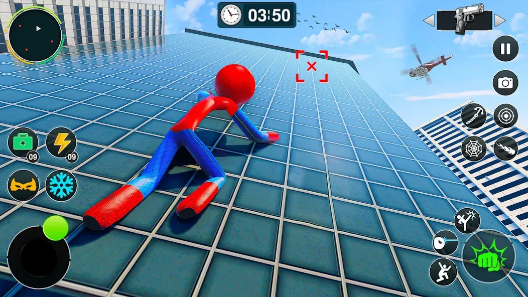 Flying Stickman Rope Hero Game MOD — Много денег на Андроид — скриншот 3 Flying Stickman Rope Hero Game MOD — Много денег на Андроид — скриншот 3
