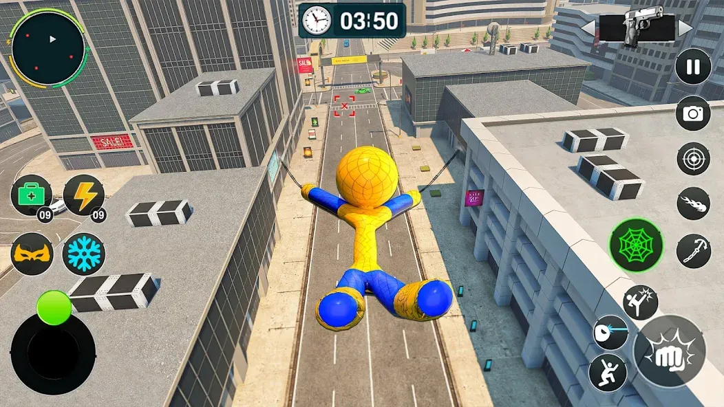 Flying Stickman Rope Hero Game MOD — Много денег на Андроид — скриншот 4 Flying Stickman Rope Hero Game MOD — Много денег на Андроид — скриншот 4