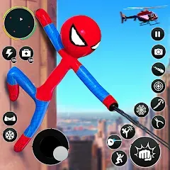 Flying Stickman Rope Hero Game MOD — Много денег на Андроид