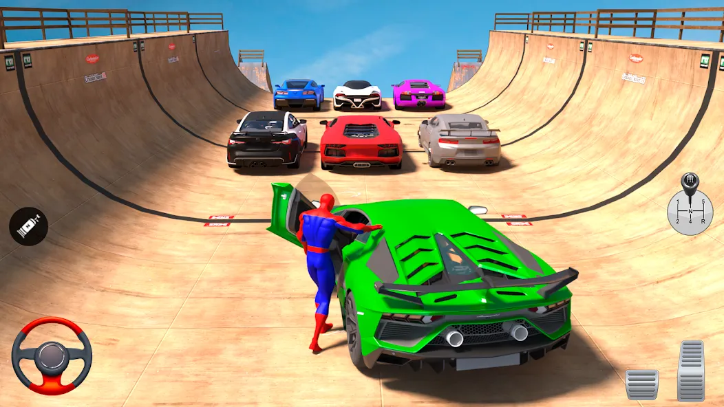 Superhero Car: Mega Ramp Games (Мод Много денег) — скриншот 1