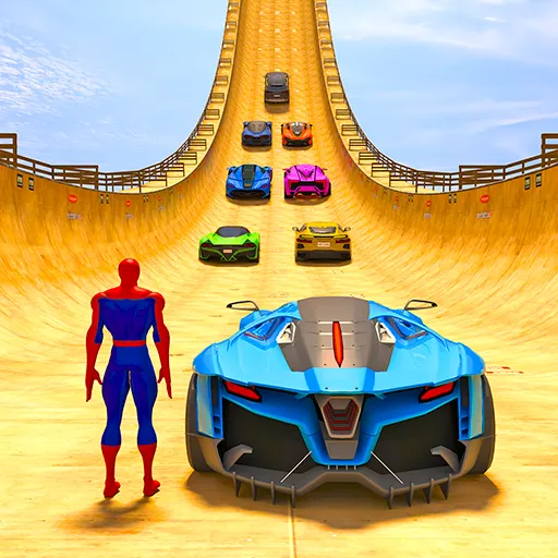 Superhero Car: Mega Ramp Games (Мод Много денег) — скриншот 2