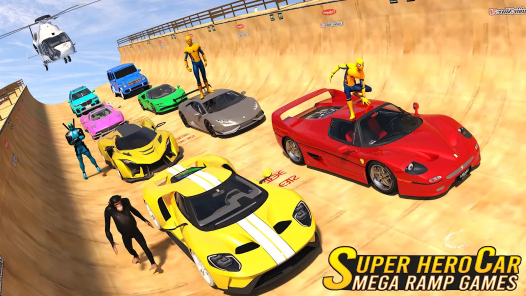 Superhero Car: Mega Ramp Games (Мод Много денег) — скриншот 5