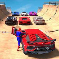 Superhero Car: Mega Ramp Games (Мод Много денег)