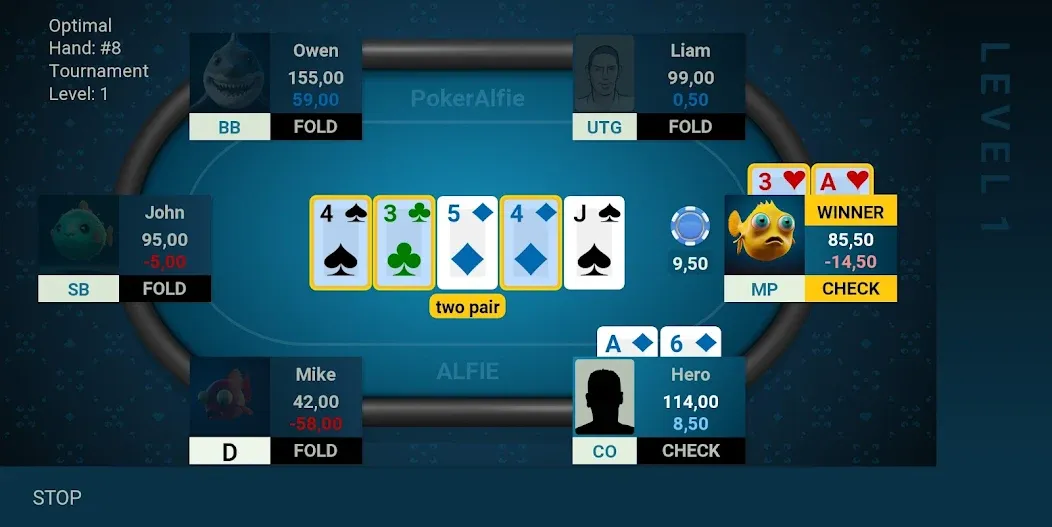 Offline Poker AI - PokerAlfie на Андроид — Мод Все открыто — скриншот 2