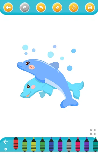 dolphin coloring game (Мод Все цвета и кисти открыты) — скриншот 1