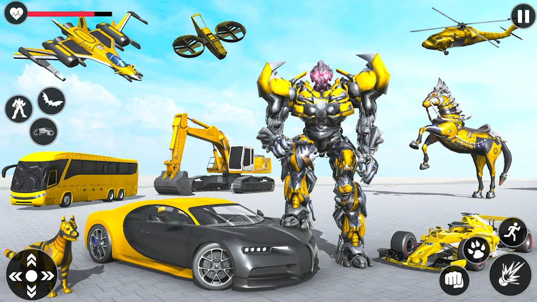 Скачать взломанную Flying Robot Transforming Game — Много денег — скриншот 1