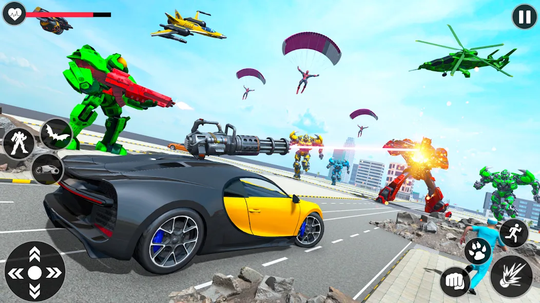 Скачать взломанную Flying Robot Transforming Game — Много денег — скриншот 2