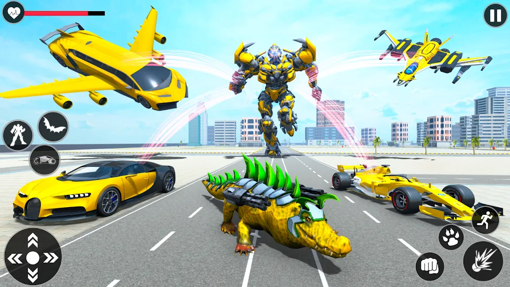 Скачать взломанную Flying Robot Transforming Game — Много денег — скриншот 4