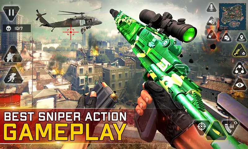 Sniper Gun Shooting game — Взломанная версия (Много денег) — скриншот 1