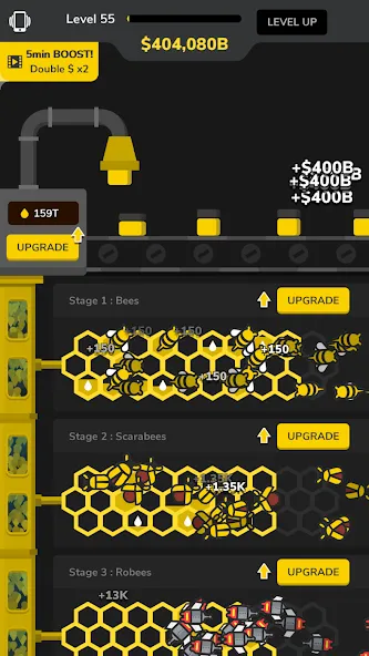 Idle Bee Factory Tycoon на Андроид — Много денег — скриншот 3