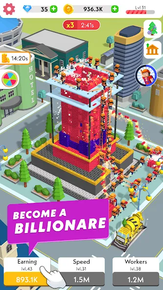 Idle Construction 3D (Мод Много денег) — скриншот 1