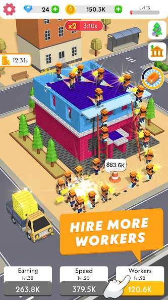 Idle Construction 3D (Мод Много денег) — скриншот 3