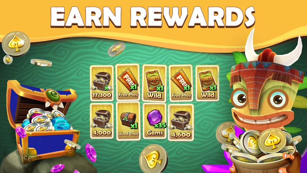 Скачать Tiki Solitaire TriPeaks на телефон — Много денег — скриншот 3