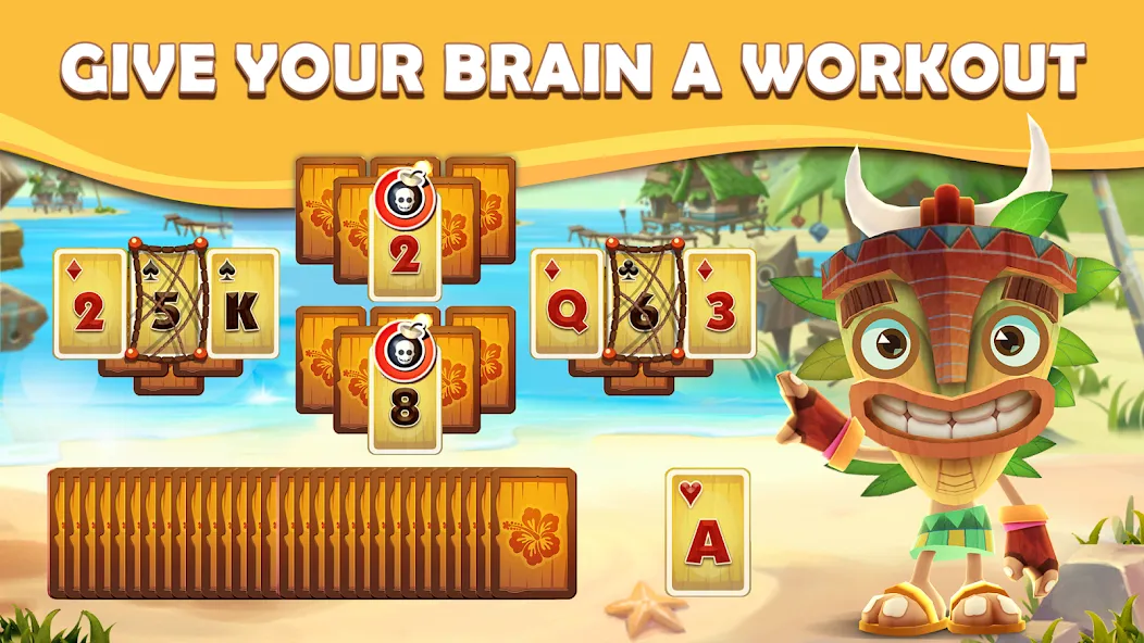 Скачать Tiki Solitaire TriPeaks на телефон — Много денег — скриншот 4